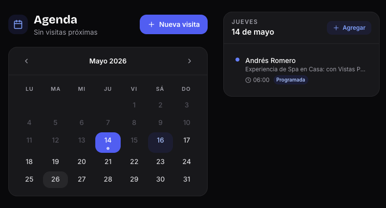 Agenda de visitas en Nidoo